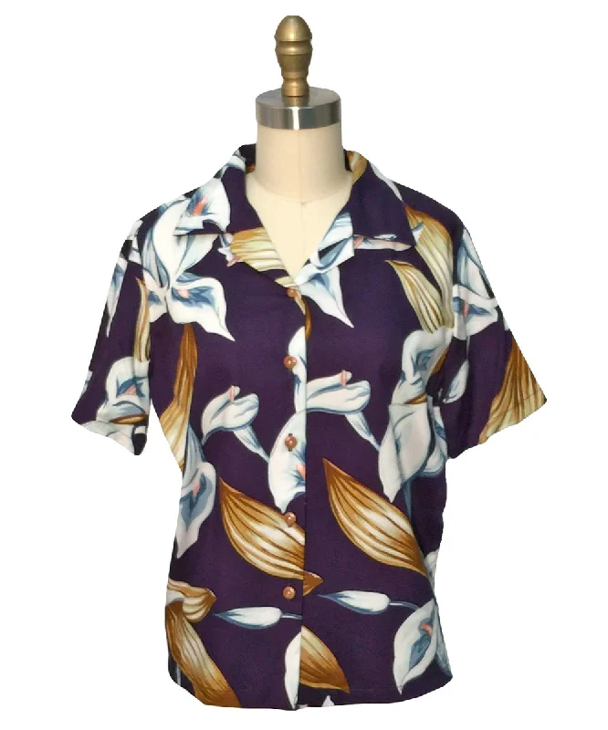 Women's Calla Lily Purple Camp Shirt