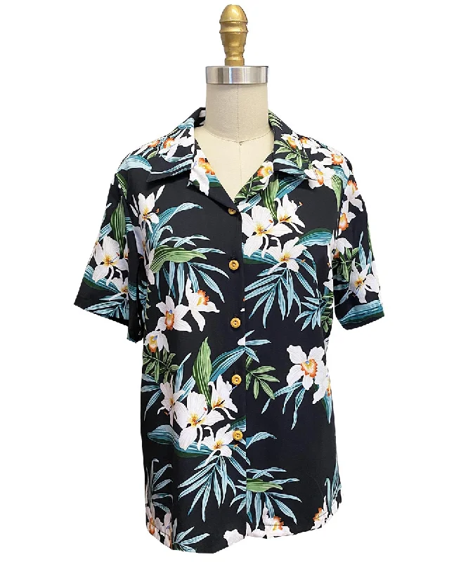 Women's Orchid Ginger Black Camp Shirt