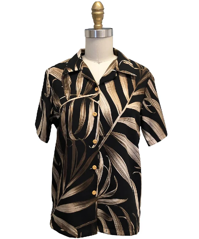 Women's Palm Fronds Black Camp Shirt