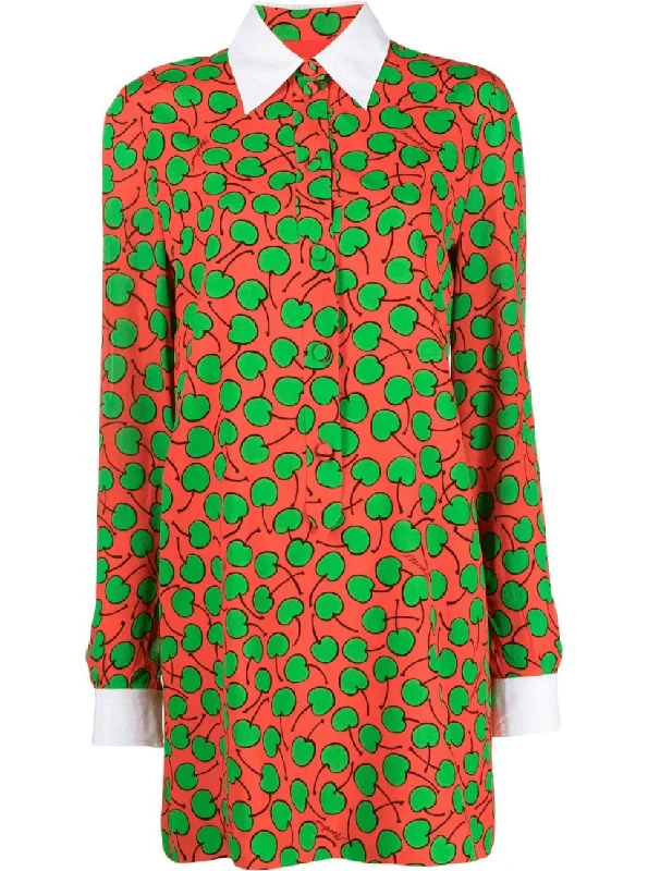 apple-print shirt dress