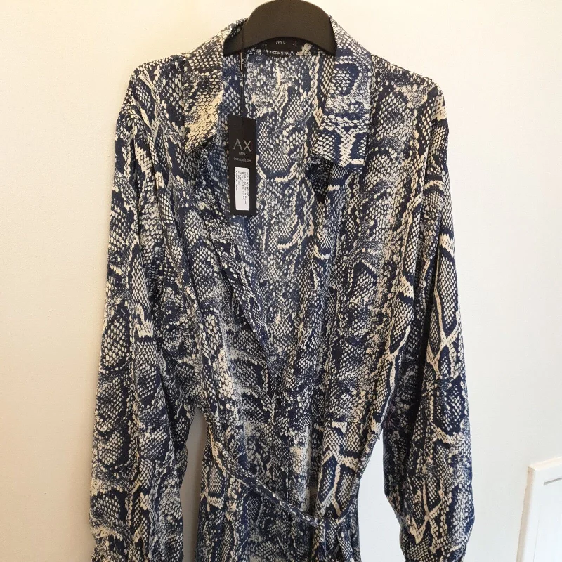 AX Paris Curve Mono Animal Print Shirt Dress Size 24 Blue **** V31L