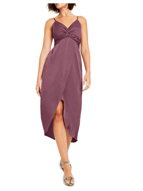 Womens Charmeuse Split Midi Dress